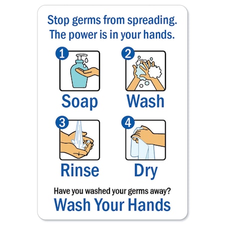 OSHA Notice Sign, Stop Germs, 7in X 5in Decal